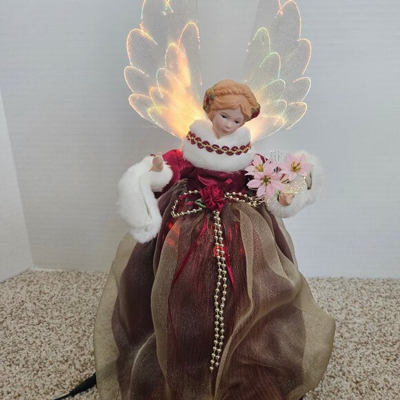 Vintage Christmas Wonderland Tree Topper 13 Inch Fiber Optic Angel of Light - Picture 1 of 12